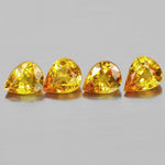 1.89tcw, Natural Vivid Medium Yellow Sapphire 5x4 Pear, VS loose stones, 4 Pieces September Birthstone, VS Clarity