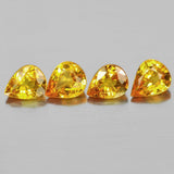 1.89tcw, Natural Vivid Medium Yellow Sapphire 5x4 Pear, VS loose stones, 4 Pieces September Birthstone, VS Clarity