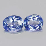 1.24tcw, Natural Slightly Purplish Blue Tanzanite, 6x5mm Oval Cut, 2 Pieces, VS, Loose Stone, Matched Pair