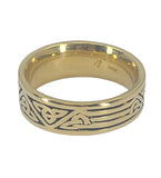 Celtic Wedding Band, 14kt Solid Gold, Ring Size 8, Comfort Fit