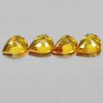 1.89tcw, Natural Vivid Medium Yellow Sapphire 5x4 Pear, VS loose stones, 4 Pieces September Birthstone, VS Clarity