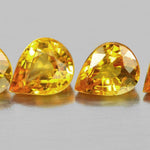 1.89tcw, Natural Vivid Medium Yellow Sapphire 5x4 Pear, VS loose stones, 4 Pieces September Birthstone, VS Clarity