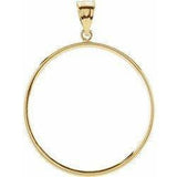 Solid 14kt Yellow Gold Plain Coin Mount Setting, Coin Frame W/Tab Back, Made in USA